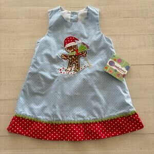Gingerbread Polka Dot Girls Jumper 18-24 mos NWT Bmue and White Red Accents